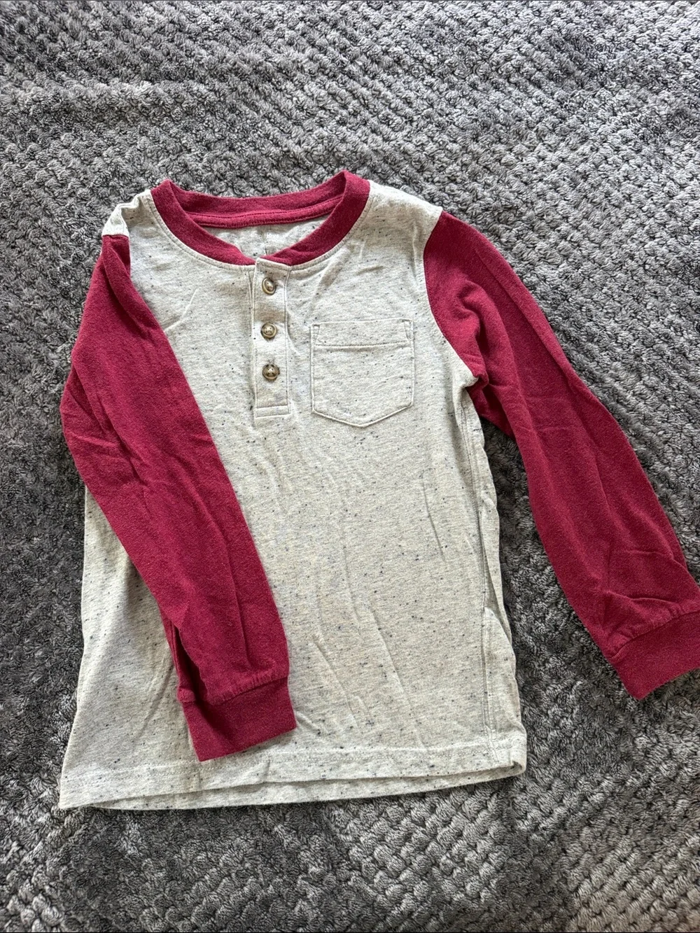Carter's Green Dino Henley and Gray & Burgundy Long Sleeve Tee Set